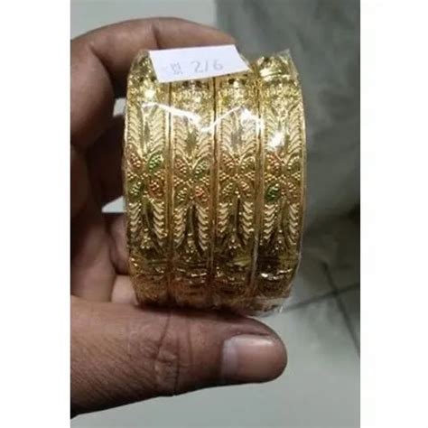 Golden Designer Wedding Wear Imitation Brass Bangle Packaging Type