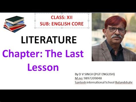 Chapter The Last Lesson Class 12 CBSE English Core YouTube