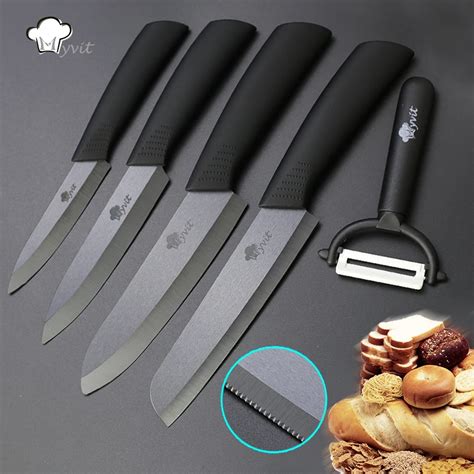 Kitchen Knives Cook Set Serrated Bread Ceramic Knife Black