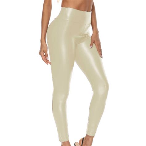 Flash Deals Utsjkr Women S Disco High Waist Shiny Stretchy Skinny Pants Clubwear Leggings