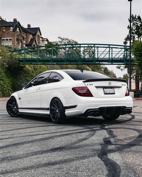 White Mercedes Benz C63 Amg Brada Wheels