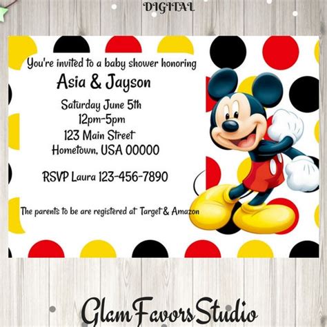 Mickey Mouse Baby Shower Invitation Baby Boy Editable Etsy