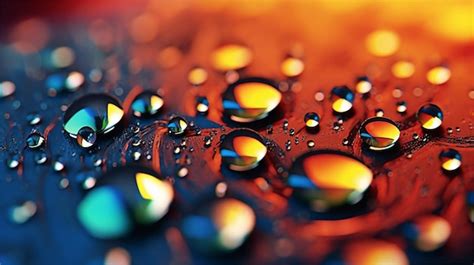 Premium Ai Image Water Drops On A Colorful Background Water Drops On A Glass Surface