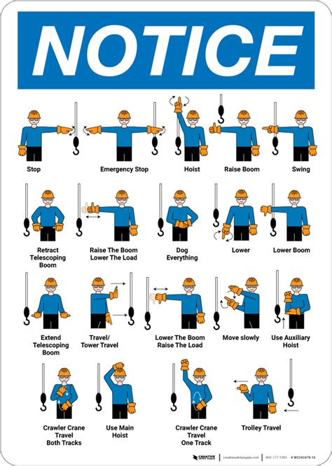 Notice: Standard Crane Hand Signals Portrait