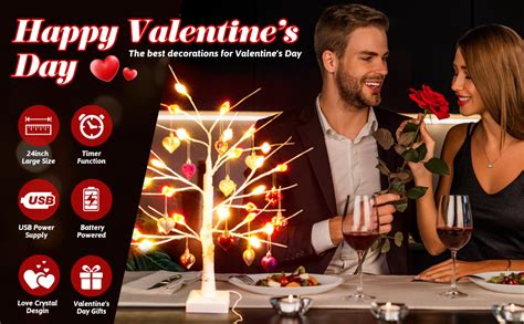 Valentines Day Tree Decorations 2 Pack 24 Inches Lighted