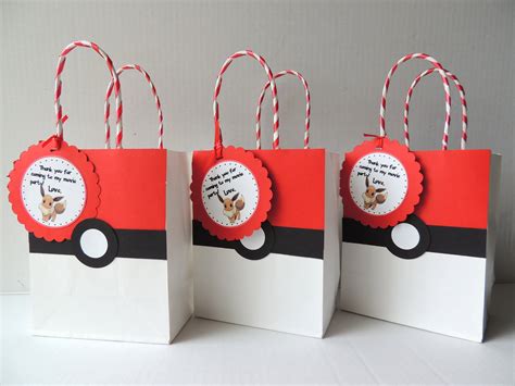 Handmade Pokemon Birthday Party Favor Treat Bags Pokeball Thank You