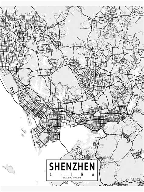 Shenzhen City Map Of China Light Poster For Sale By Demap Redbubble