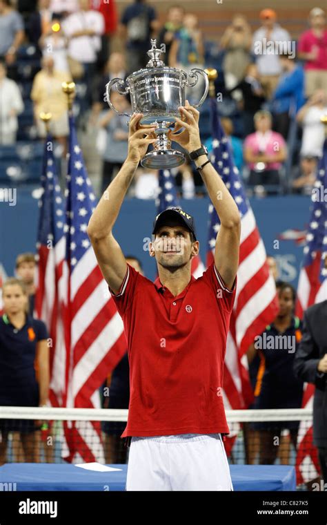 Novak Djokovic Holding Us Open Trophy Hi Res Stock Photography And