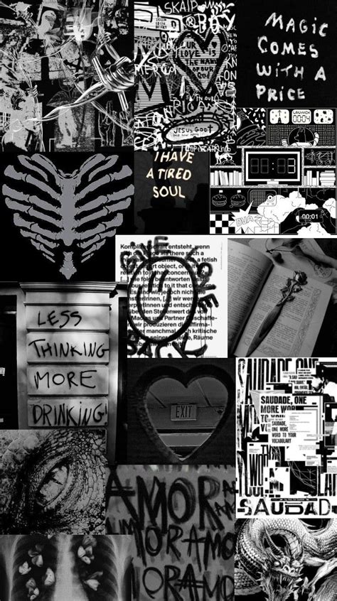 Black And White Collage With Many Different Designs On It S Side