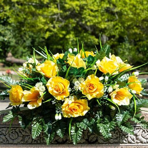 White Amaryllis And Peach Rose Cemetery Saddle Artificial Etsy