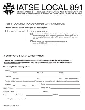 Fillable Online Page Construction Department Iatse Fax