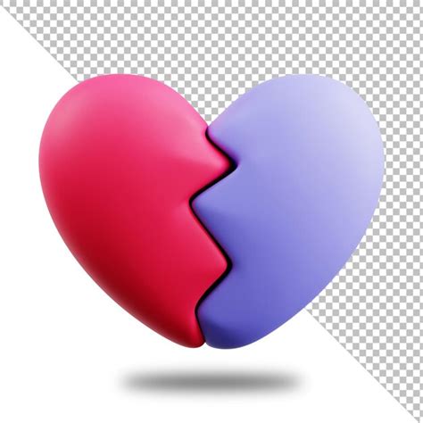 Icono de amor de corazón roto render 3d Archivo PSD Premium