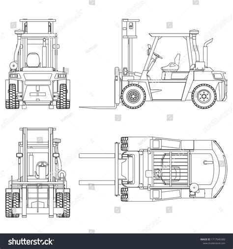 Forklift Outline Vector Special Machines Building Stock Vector (Royalty Free) 1717940389 ...