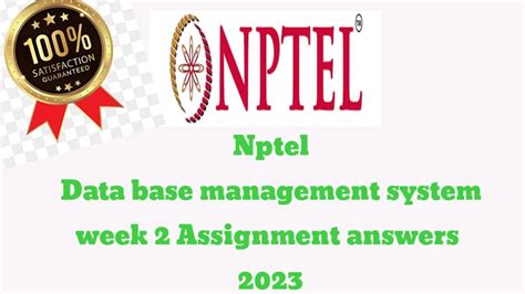 Nptel Data Base Management System Week Assignment Answers Nptel