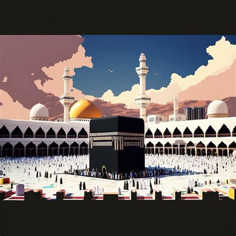 Premium Photo Ai Generated Illustration Muslim Pilgrims At The Kaaba