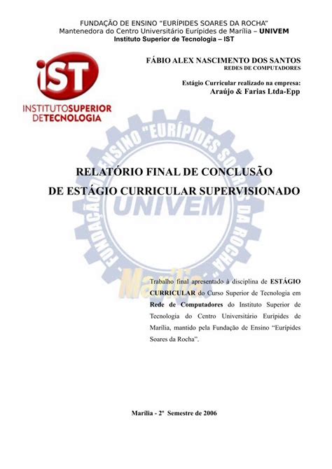 PDF RELATÓRIO FINAL DE CONCLUSÃO DE ESTÁGIO PDF fileSeguindo o