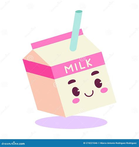 Vector Cartoon Cute Milk Box School Kawaii Illustration Stock Vector