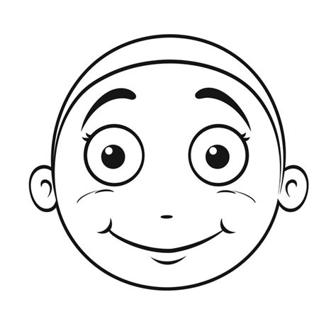 An Outline Drawing Of A Kid S Face Basic Simple Cute Cartoon Face