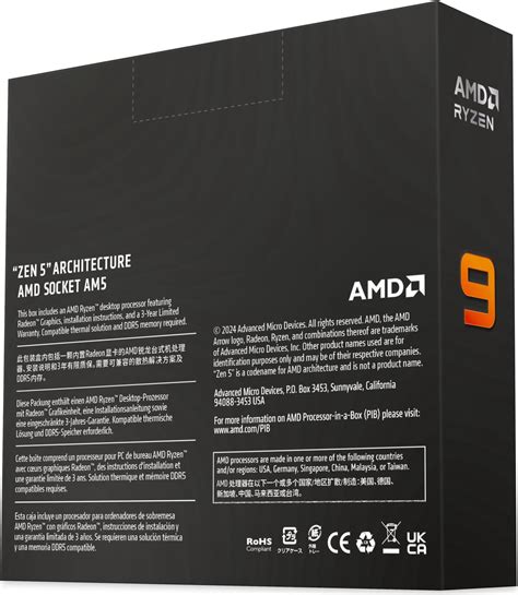 Amd Ryzen 9 9950x Ryzen 9000 Series Granite Ridge Zen 5 Radeon Graphics Processor