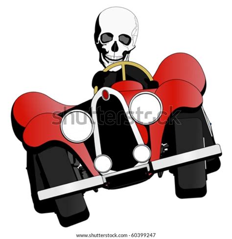 Skeleton Driving Red Car Isolated Illustrations Stock Vector (Royalty ...