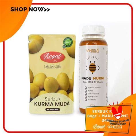 Jual Paket Promil Serbuk Kurma Muda 60gr ROYAL Madu Murni SAHEELA