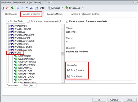 RH RM FOP Liberação e restrição de permissões de acesso a campos