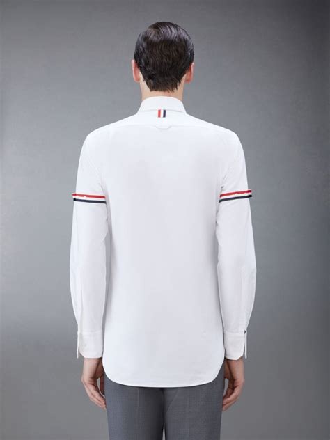 White Oxford Striped Grosgrain Armband Classic Shirt Thom Browne