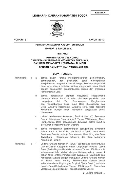 Pdf Lembaran Daerah Kabupaten Bogor No Lembaran Daerah Kabupaten