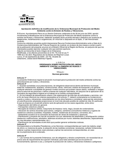 Ordenanza Sobre Protecci N Del Medio Ambiente