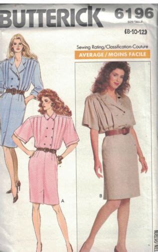 6196 UNCUT Vintage Butterick SEWING Pattern Misses Dress Double