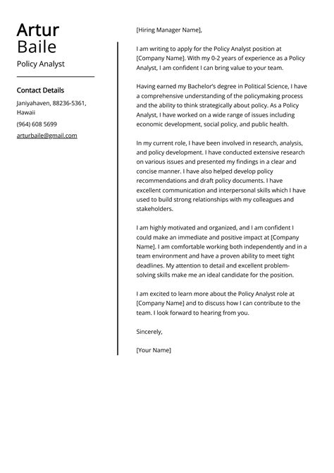 Policy Analyst Cover Letter Examples Template 20 Tips