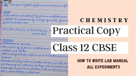 Practical Copy Class 12 Cbse Chemistry How To Write Lab Manual Class 12 Chemistry Bhatia