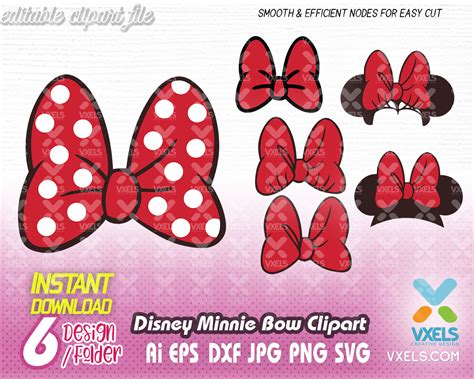 Disney Minnie Mouse Disney Bow Svg Illustrator For Cutting File And Design