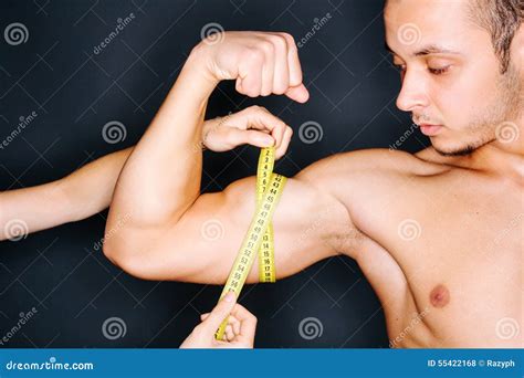 Measuring Bicep Stock Photo Image Of Bodybuilder Abdomen