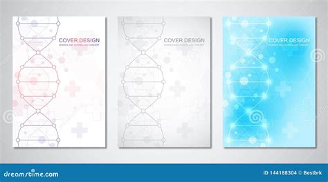 Vector Template For Cover Or Brochure With Molecules Background And