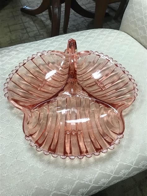 Pink Depression Glass Divided Dish