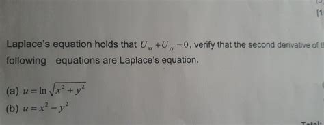 Solved 1 Laplaces Equation Holds That U Uw0 Verify