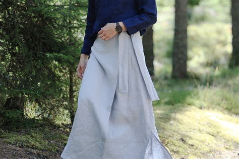 Linen Long Wrap Skirt Evelina Linen Wrap Skirt Full Length Etsy