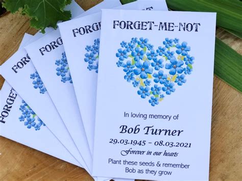 5 Personalised Forget Me Not Seeds Funeral Memorial Memory Etsy Uk