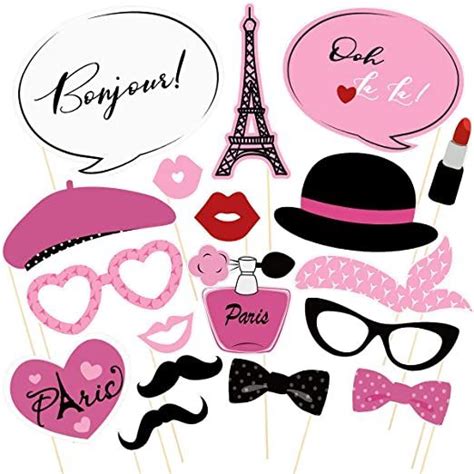 Amosfun Paris Photo Props Paris Party Photo Booth Props Kit Paris