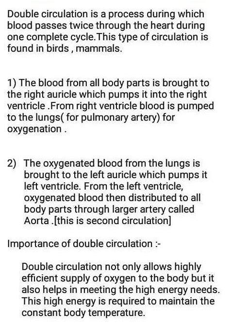 What Is Double Circulation Explain EduRev Class 10 Question