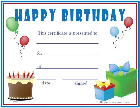 Printable Happy Birthday Certificate