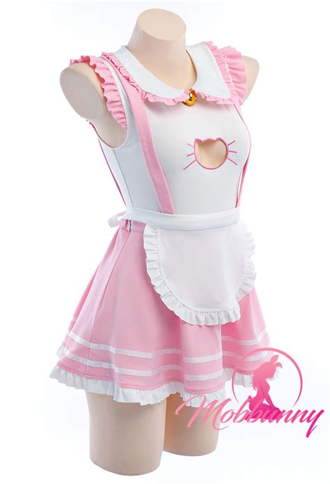 Cute Cat Girl Pink Floral Pattern Bodysuit Outfit For Sale