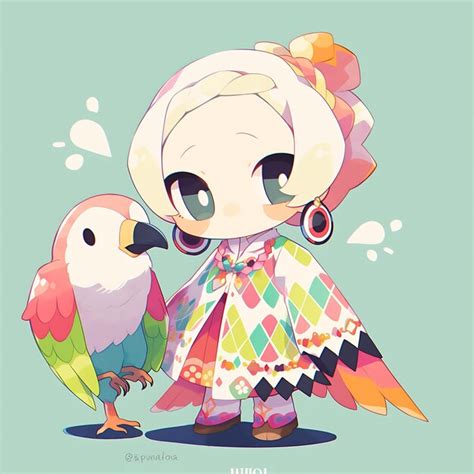 Premium Photo Colorful Female Parrot Chibi Kawaii Brazilian Fashion