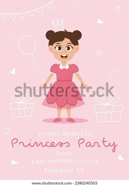 Princess Birthday Party Invitation Card Cute Stock Vector (Royalty Free ...