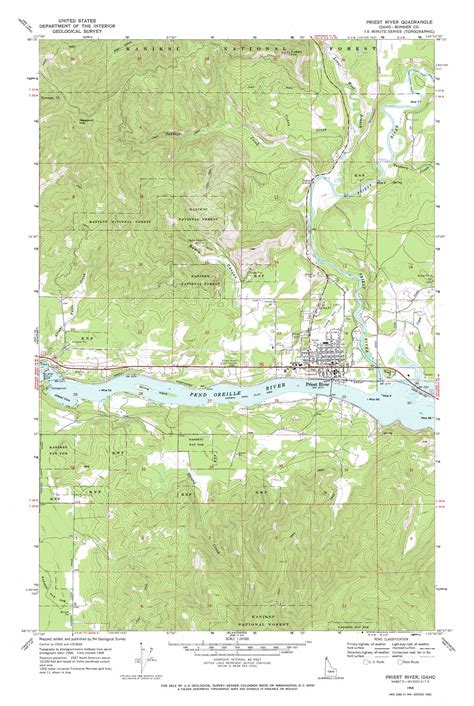 Priest River Topographic Map 124000 Scale Idaho