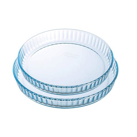 PYREX Lot de 2 Moules à Tarte Rondes en Verre Transparent de différents