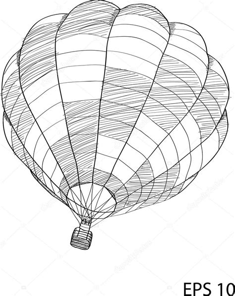 Hot Air Balloon Vector Sketch Up Line Eps Stock Vector