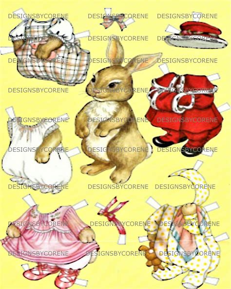 Vintage Bunny Paper Doll Download Printable Clip Art Framing