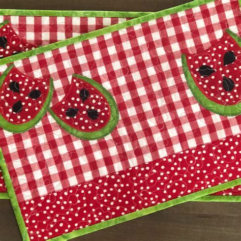 Farmhouse style WATERMELON PLACEMATS appliqué table decor in 2024